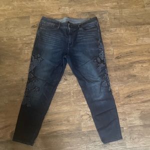 Inc Skinny ankle size 14 with embroidered flowers down pant legs